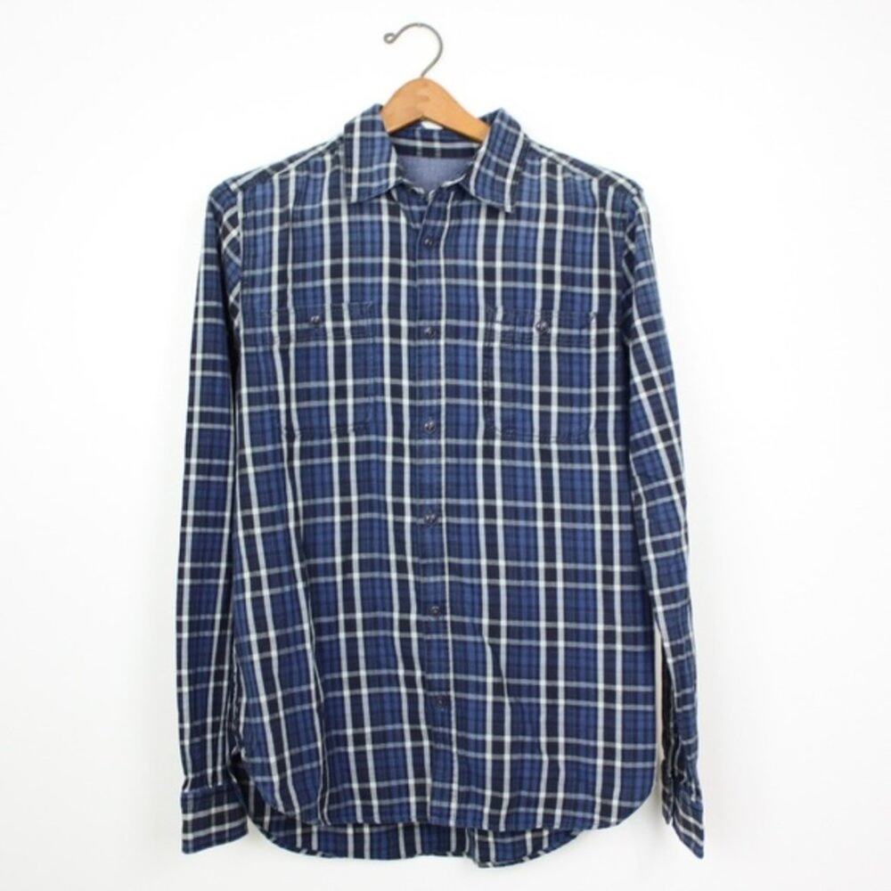 Gap Blue Plaid Button Down Shirt Sz M